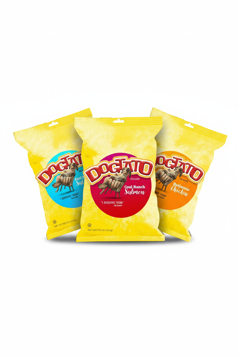 Dogtato 3-bag bundle on white background
